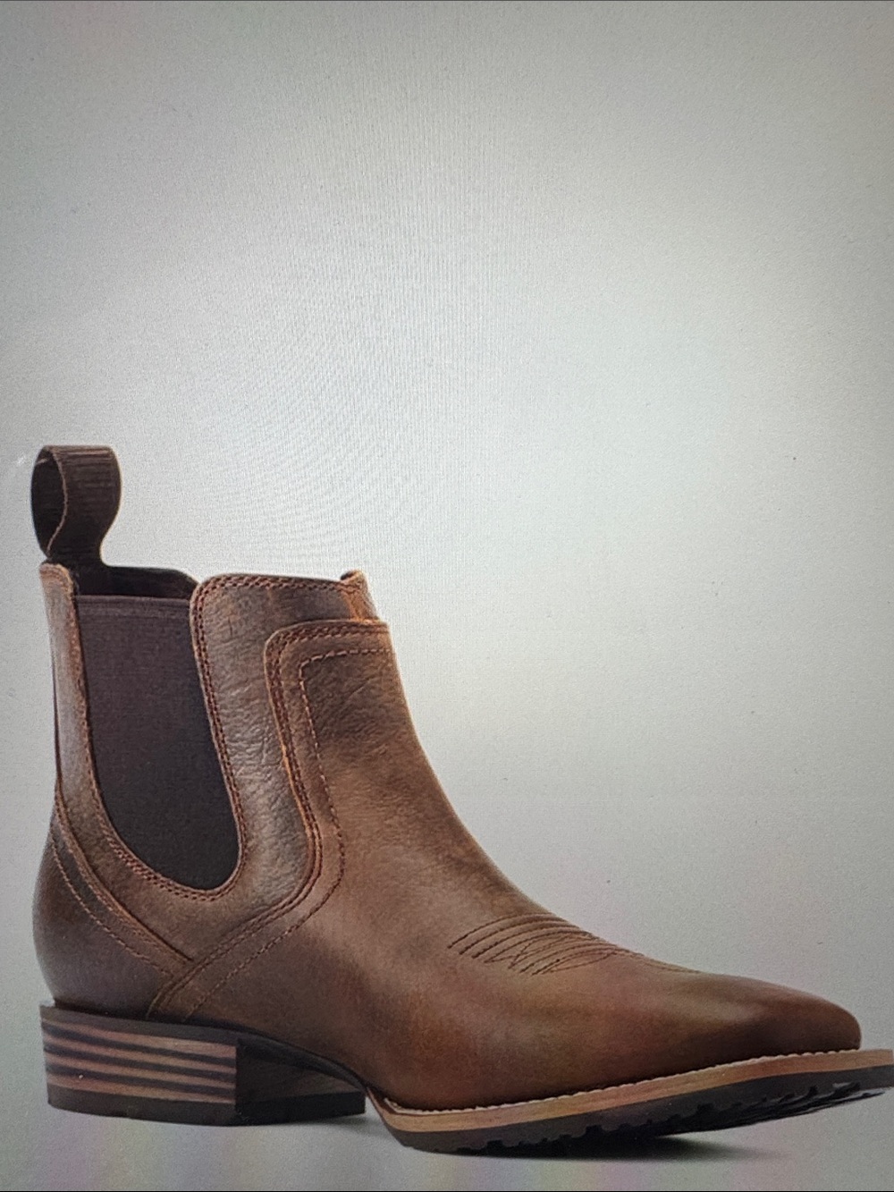Ariat Brown Leather Hybrid, Low Boy Wide Square Toe Chelsea Boot - Picture 7 of 15